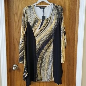 Lily by Firmiana NWT yellow/black tunic Size XL